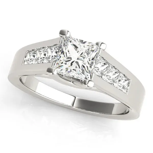 Radiant Cut Cut Channel Set Solitaire Ring with Four-Prong Setting Platinum