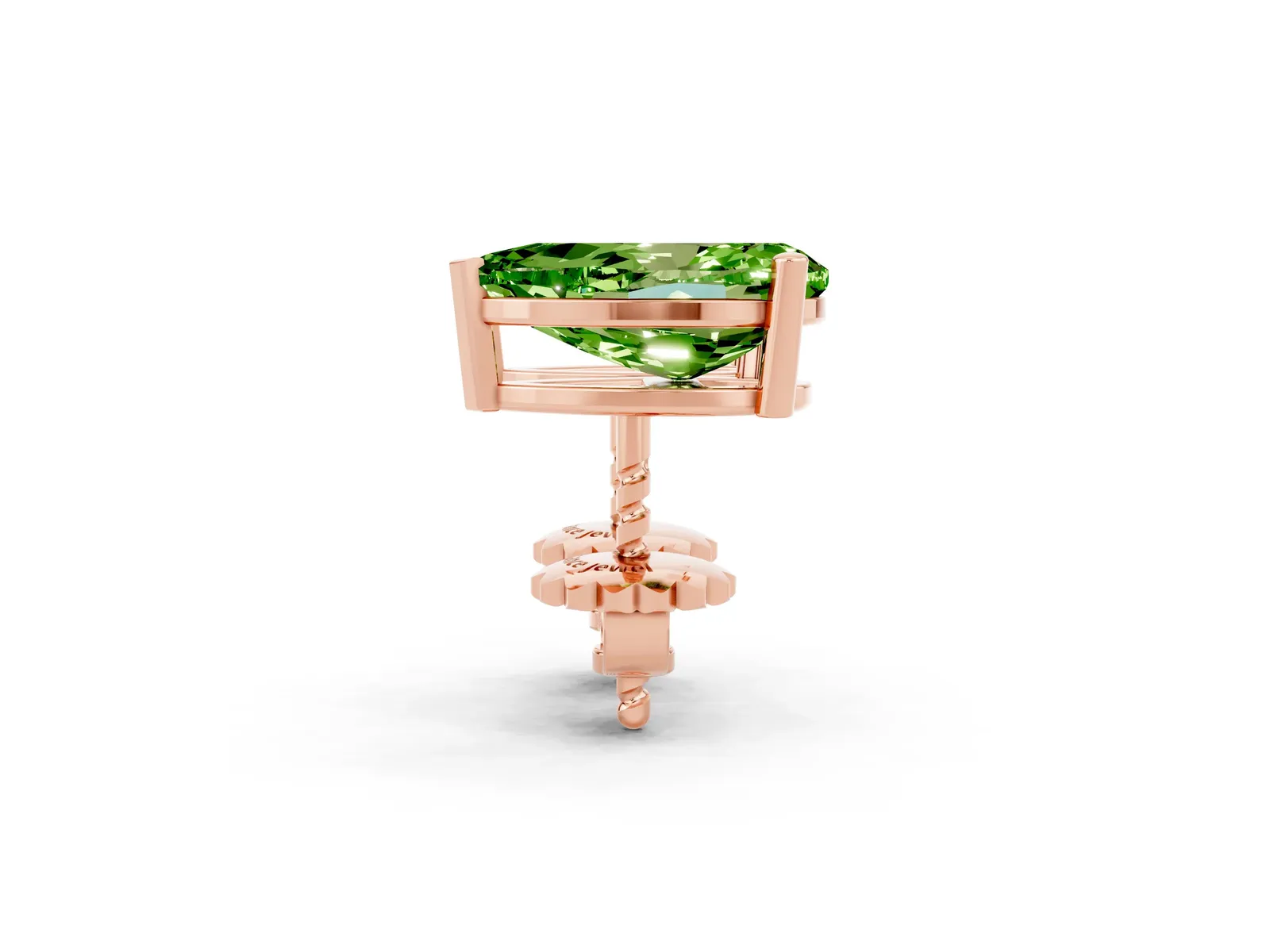 Pear Cut Peridot Stud Earrings Rose gold