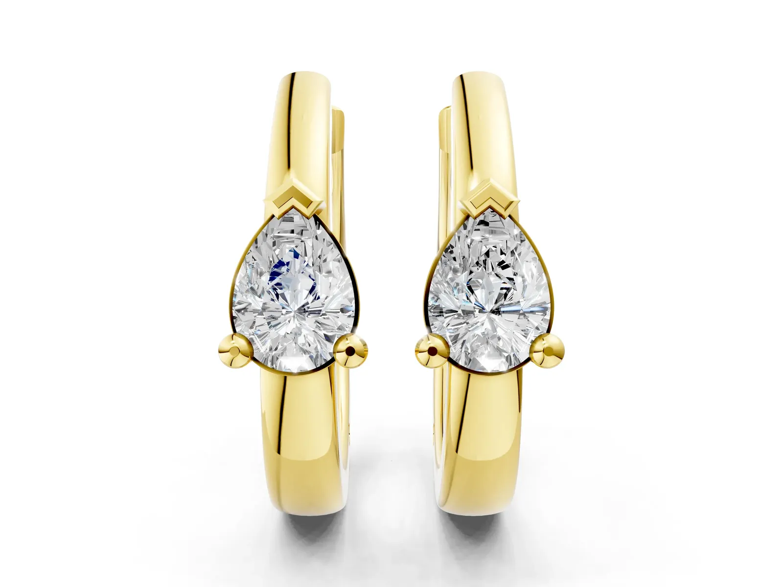 Pear Diamond Mini Huggie Hoop Earrings Yellow gold