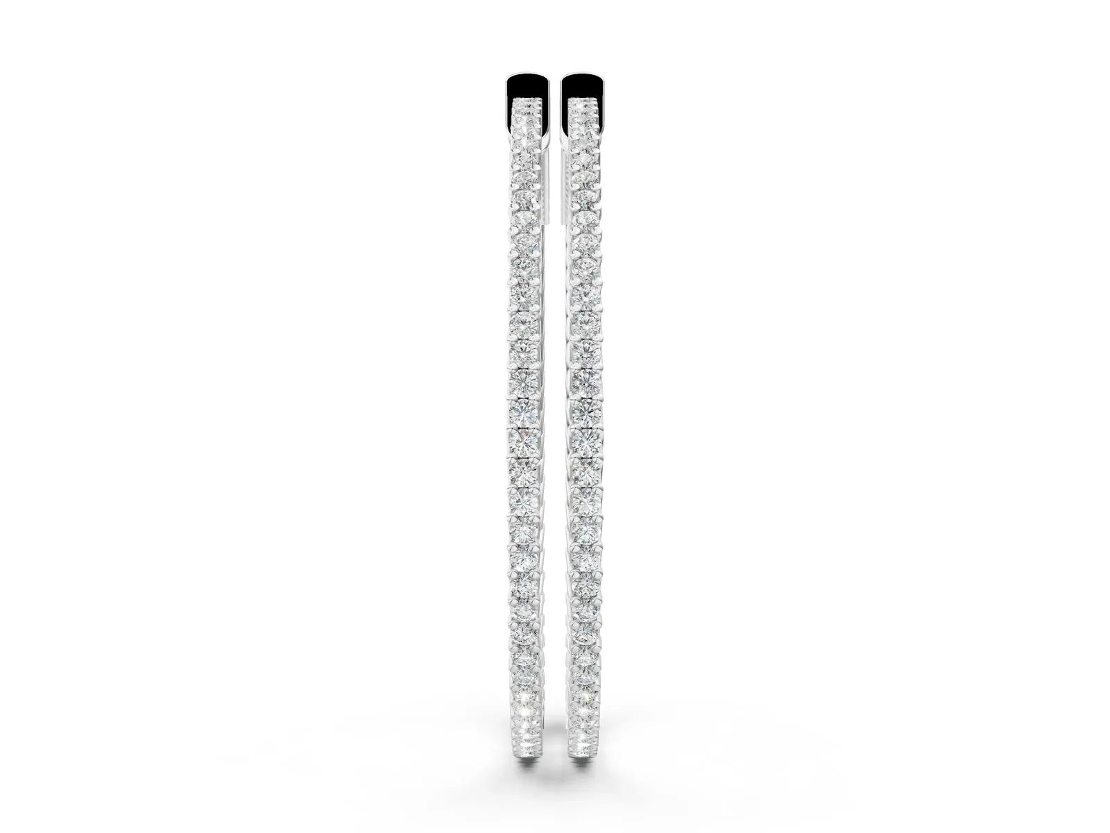 Round Diamond Pave Hoop Earrings with Prong Setting White gold