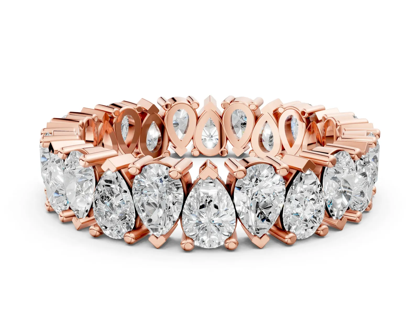 Pear Diamond Shared Prong Eternity Band Rose gold