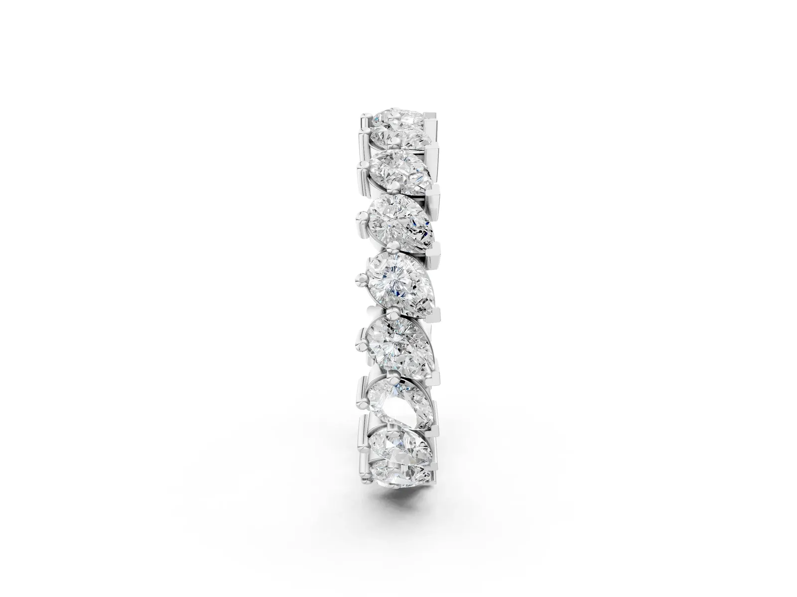 Pear Diamond Full Eternity Band with Shared Prong Setting Silver