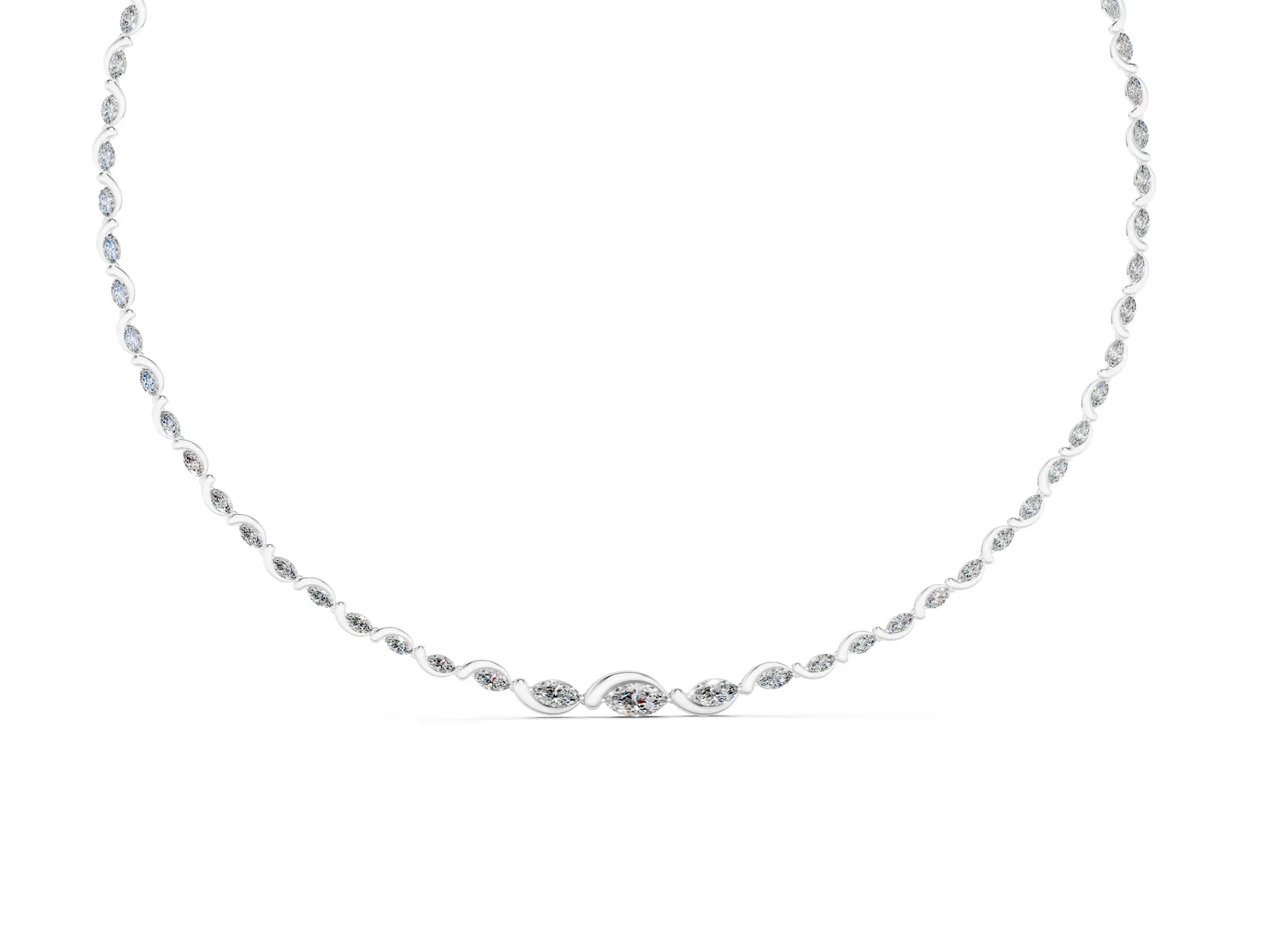 Marquise Diamond Riviera Necklace Silver