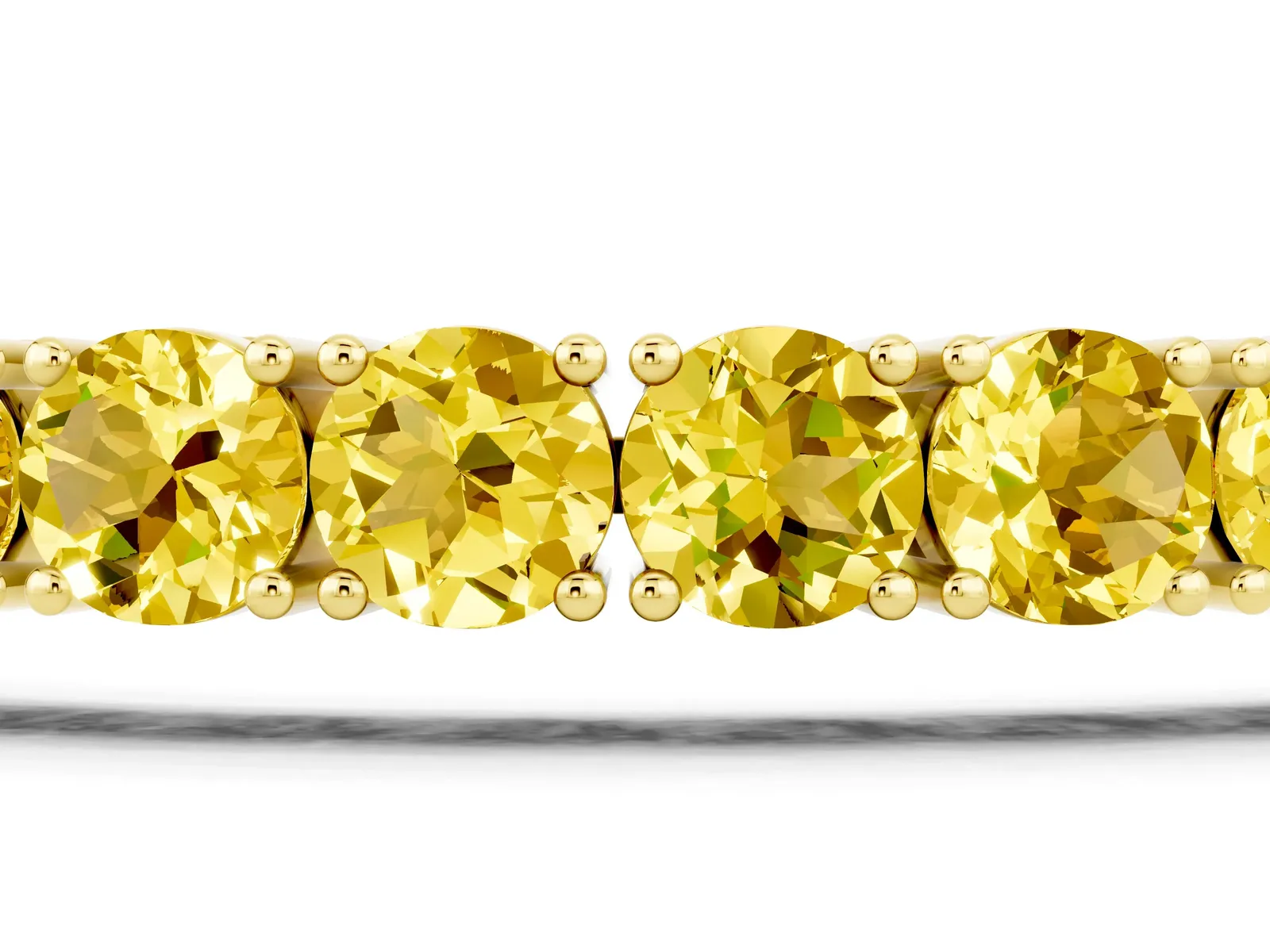 Round Brilliant Yellow Sapphire Tennis Bracelet with Prong Setting Yellow gold