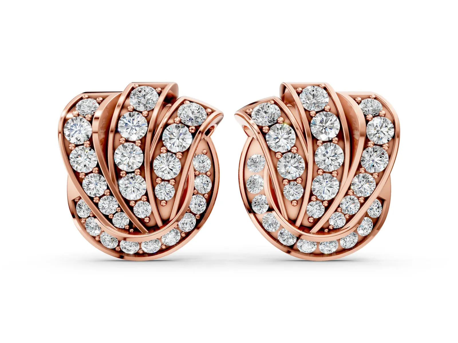 Round Diamond Pavé Knot Stud Earrings Rose gold
