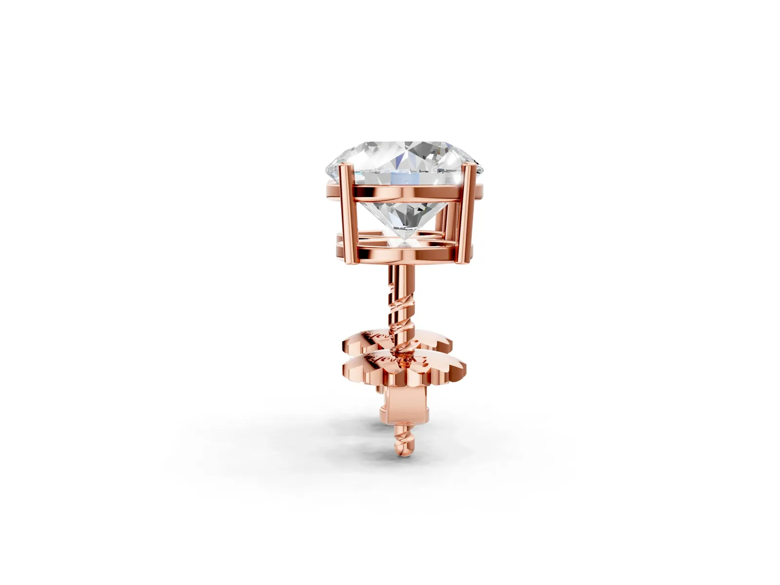 Round Cut Diamond Stud Earrings Rose gold