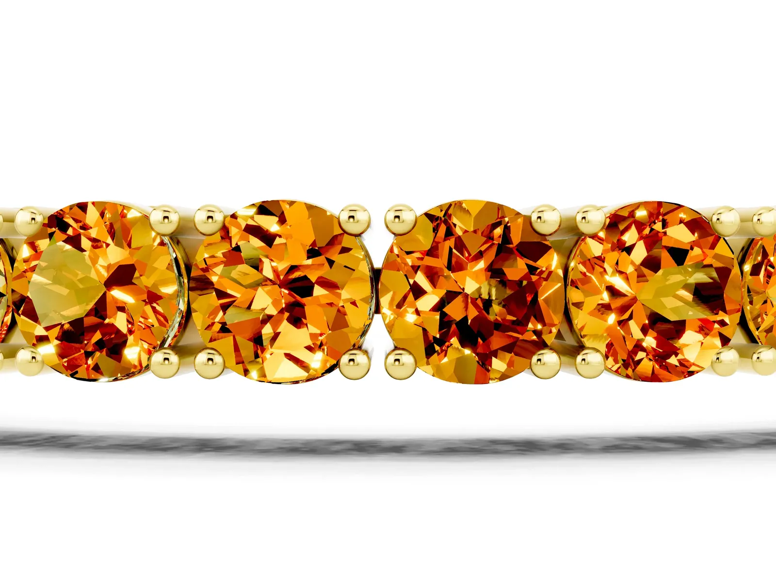 Round Brilliant Citrine Tennis Bracelet with Prong Setting Yellow gold