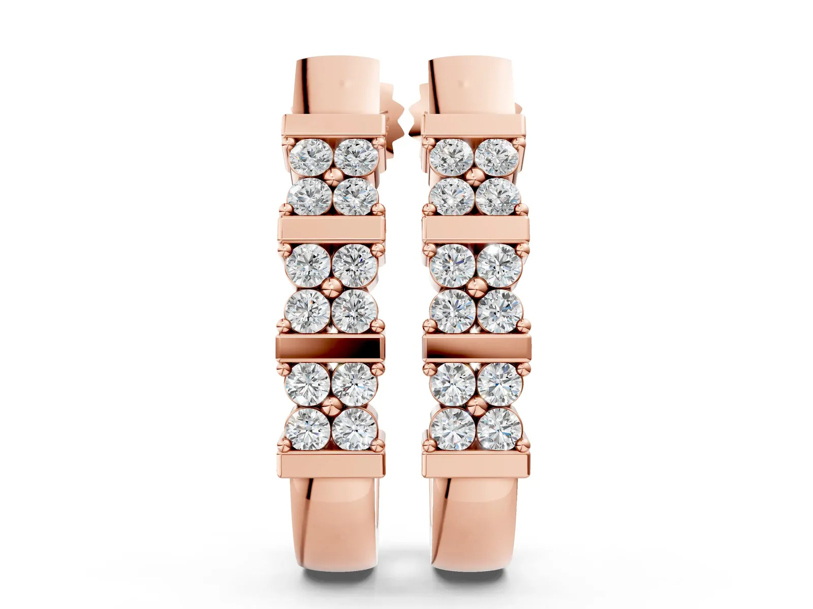 Round Diamond Channel-Set Hoop Earrings with Four-Prong Setting Rose gold