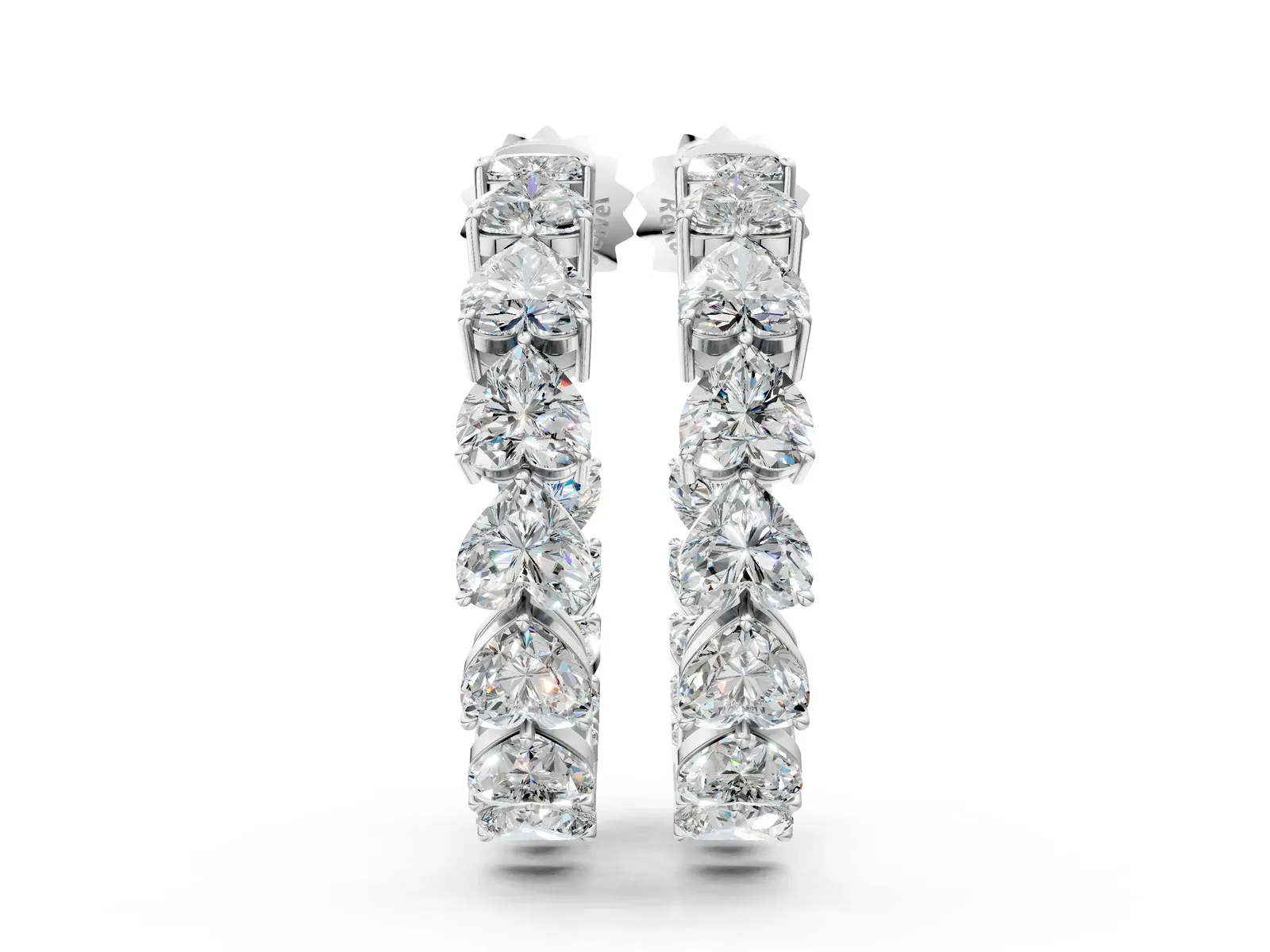 Heart Diamond Huggie Hoop Earrings Platinum