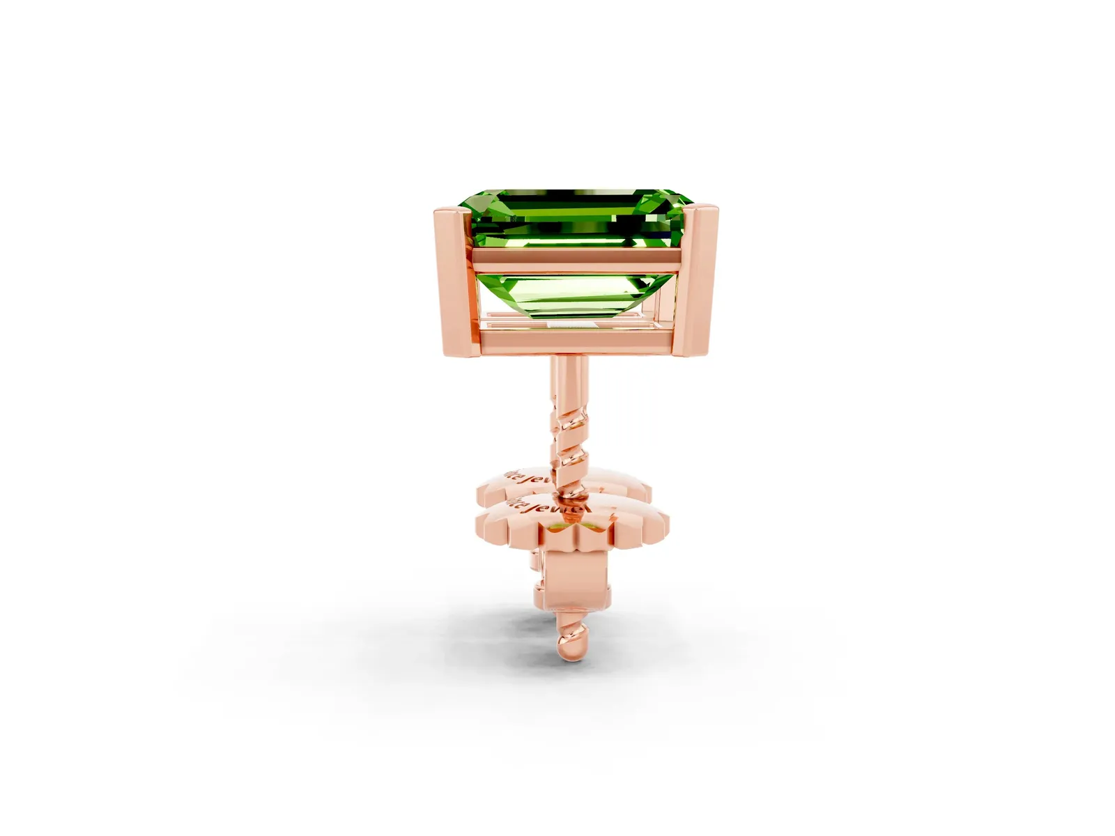 Emerald Cut Peridot Stud Earrings Rose gold