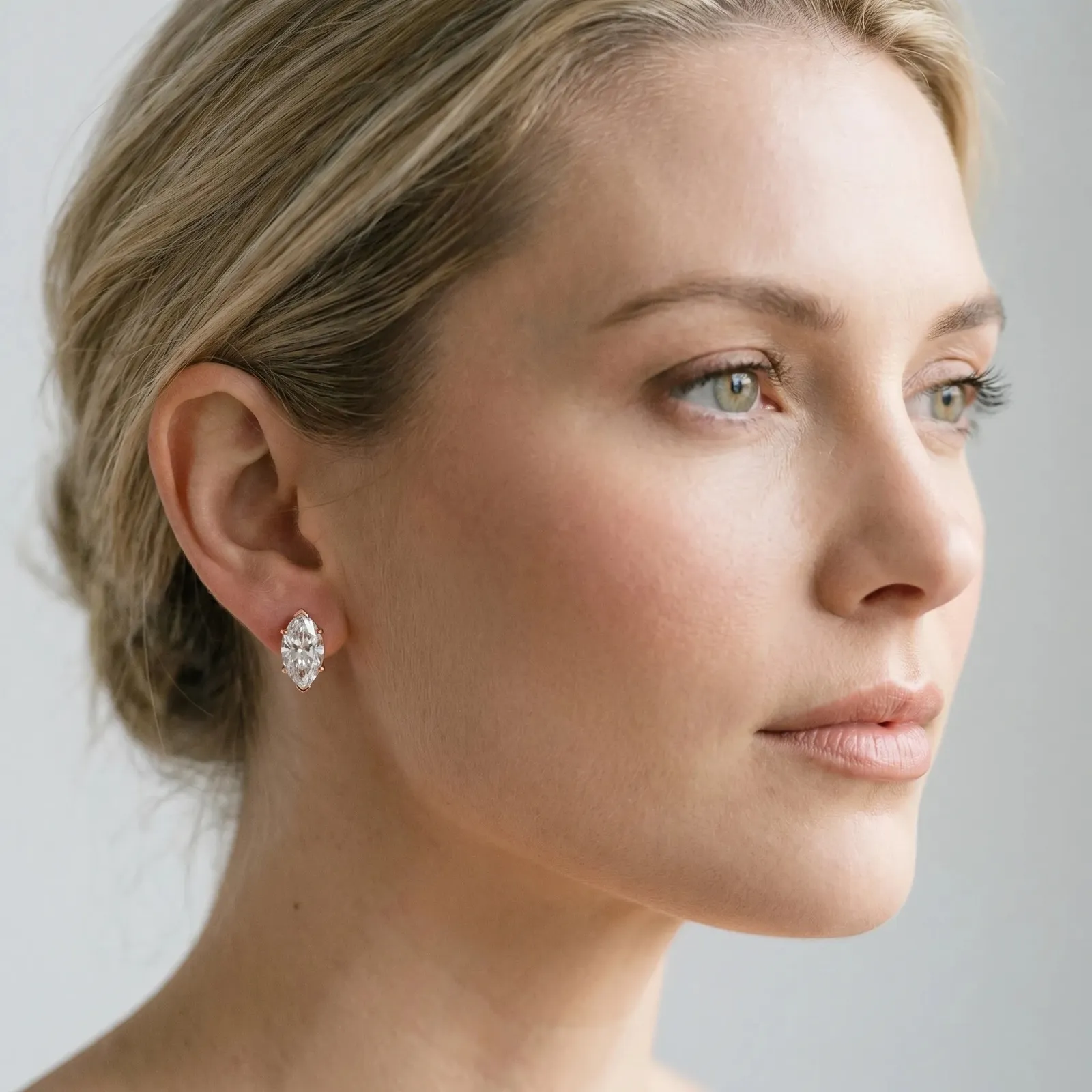 Marquise Cut Diamond Stud Earrings Rose gold