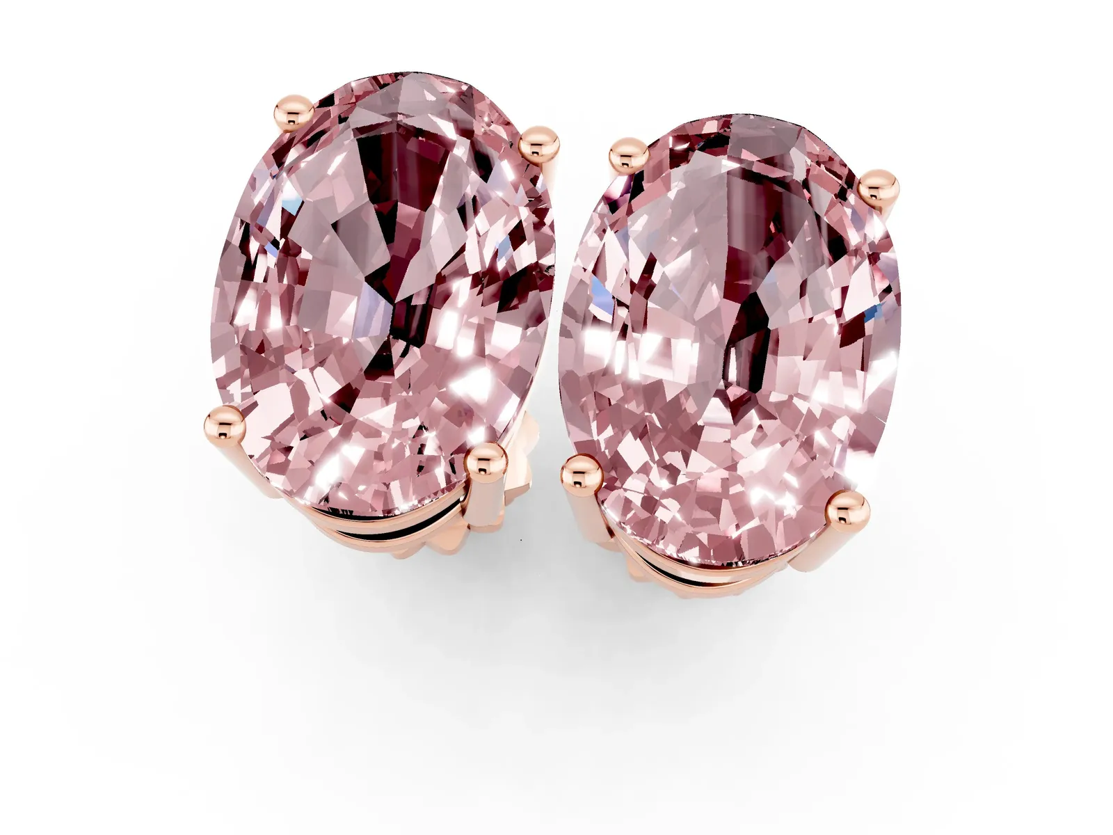 Oval Cut Morganite Stud Earrings Rose gold