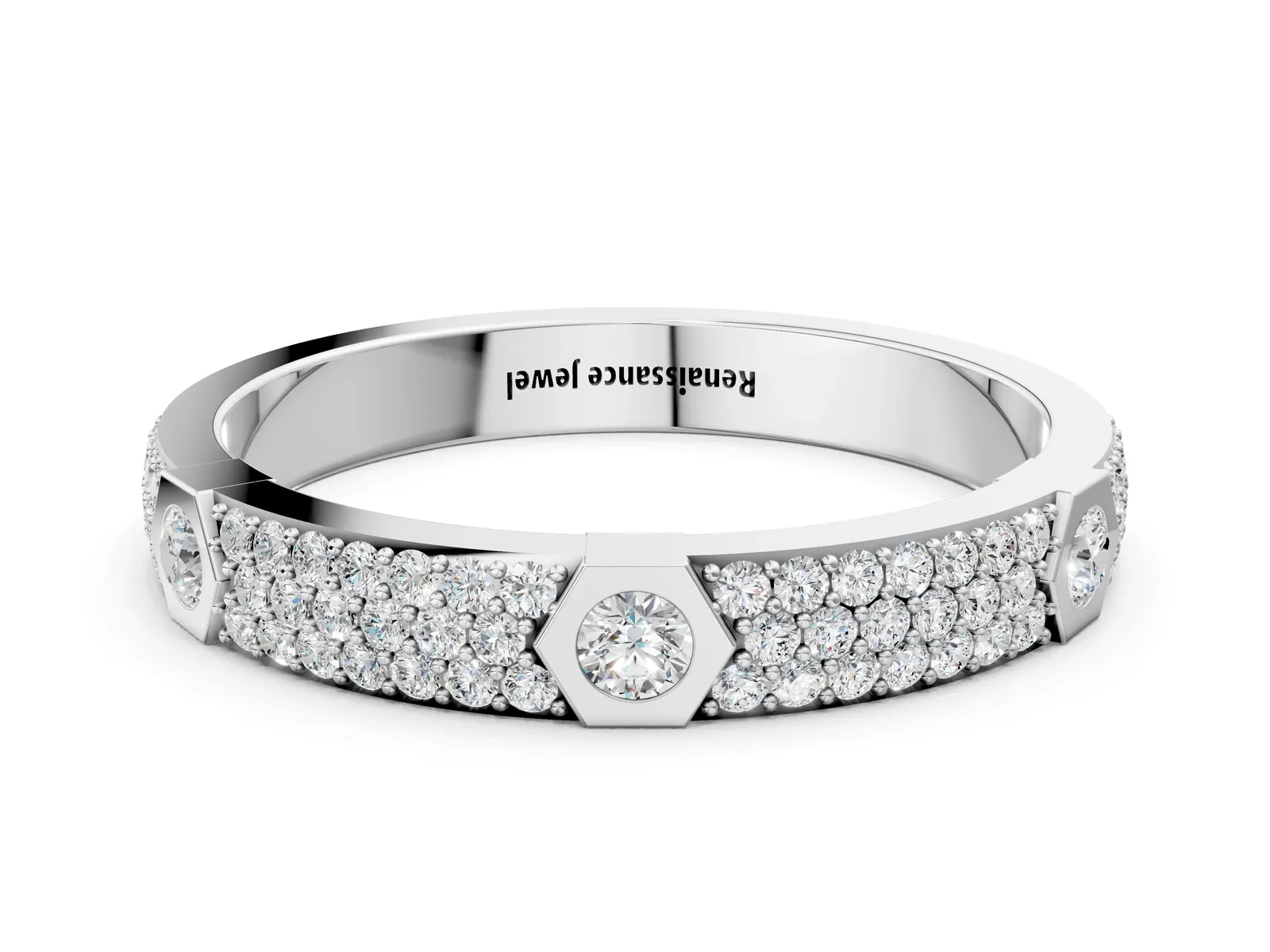 Round Diamond Pavé Promise Ring with Round Diamond Accents White gold