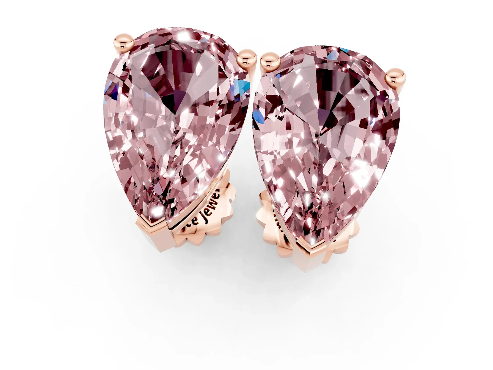 Pear Cut Morganite Stud Earrings Rose gold