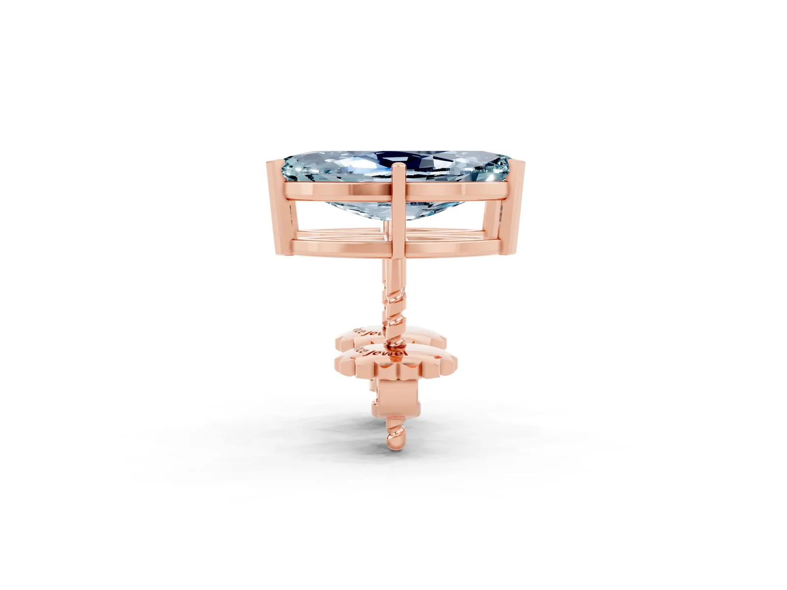 Marquise Cut Aquamarine Stud Earrings Rose gold