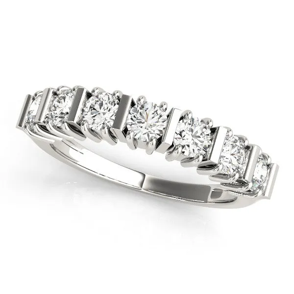 Channel Set Round Diamond Eternity Band with Bar Prong Setting Silver