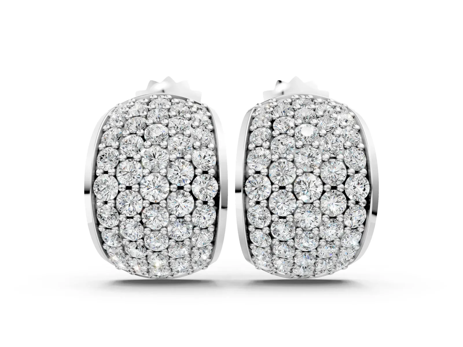 Pavé Round Diamond Huggie Earrings with Prong Setting White gold