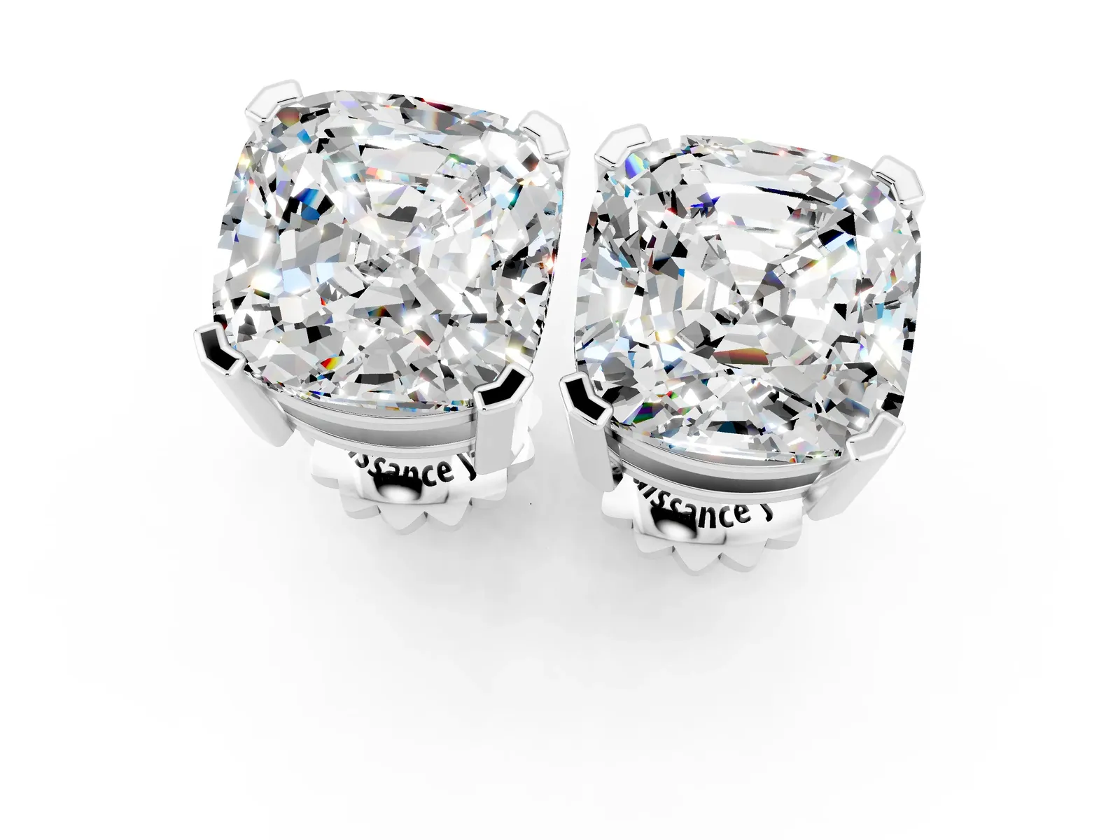 Cushion Cut Moissanite Stud Earrings Platinum