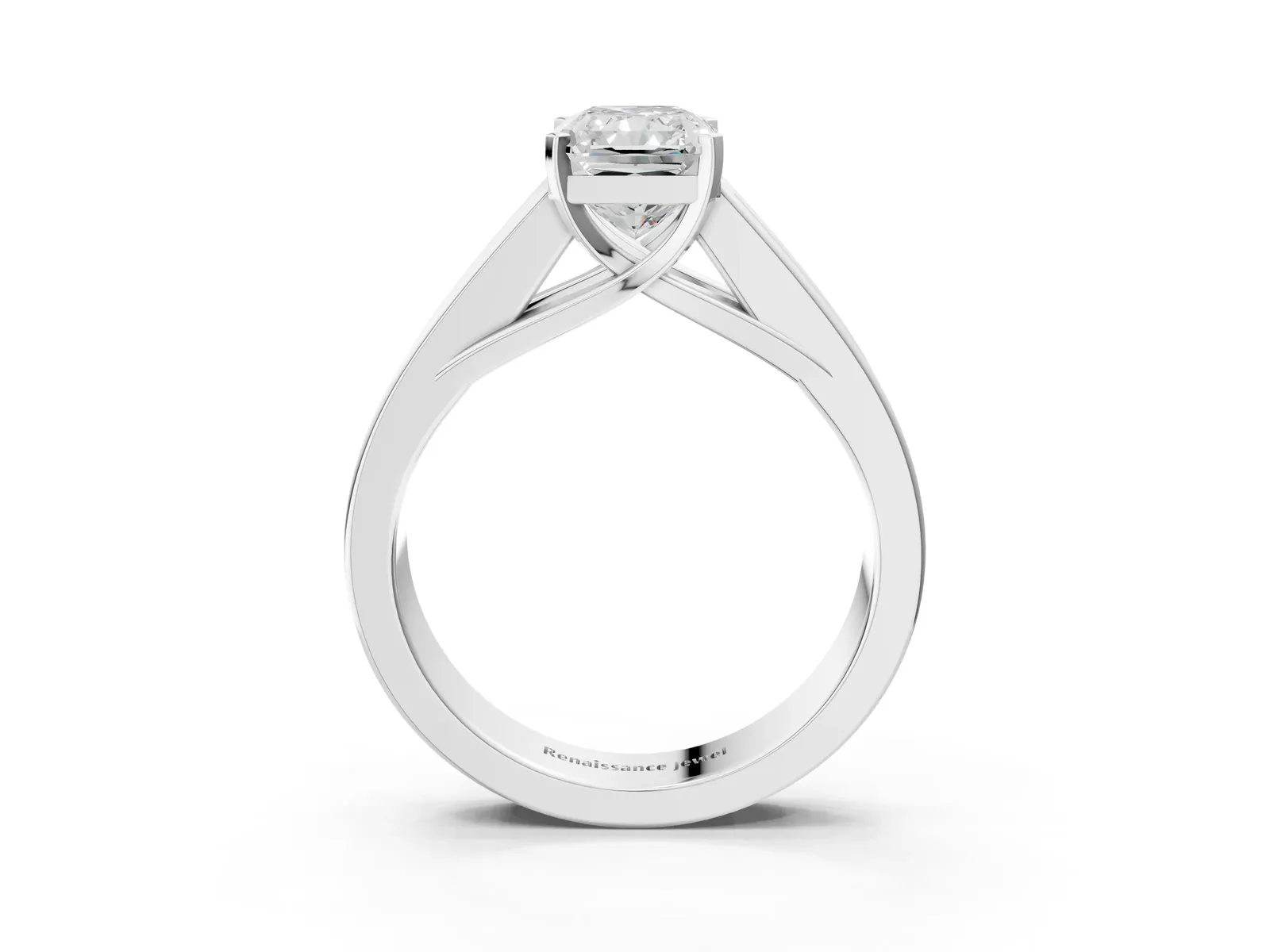 Radiant Cut Cut Channel Set Solitaire Ring with Four-Prong Setting Platinum