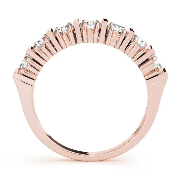 Channel Set Round Diamond Eternity Band with Bar Prong Setting Rose gold
