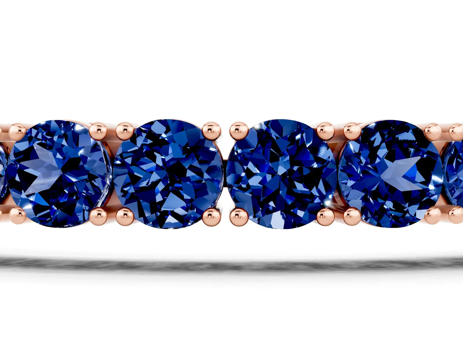 Round Brilliant Blue Sapphire Tennis Bracelet with Prong Setting Rose gold