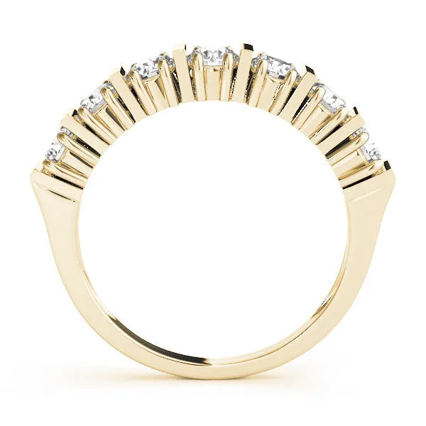 Channel Set Round Diamond Eternity Band with Bar Prong Setting Yellow gold