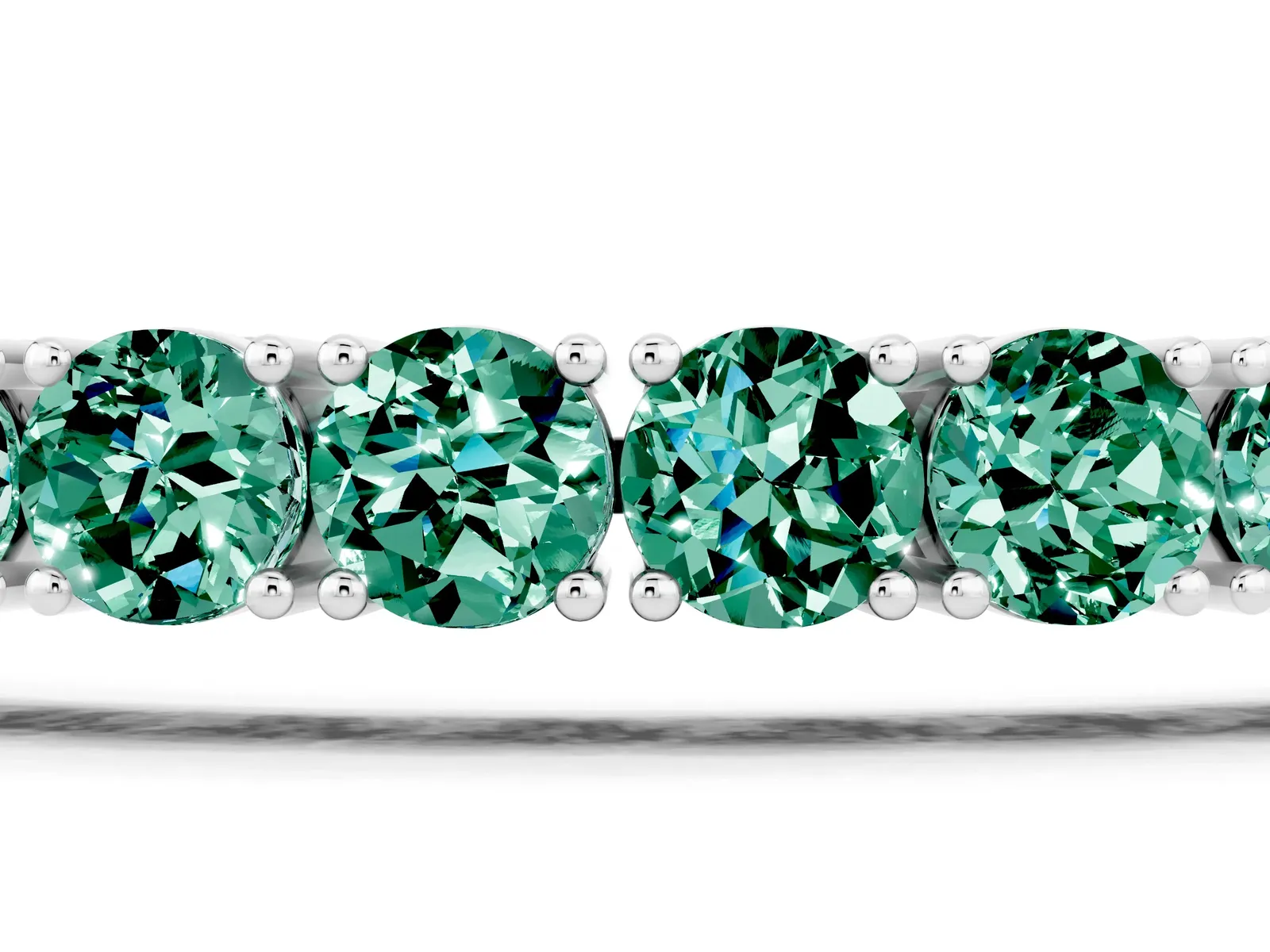 Round Brilliant Green Sapphire Tennis Bracelet with Prong Setting White gold