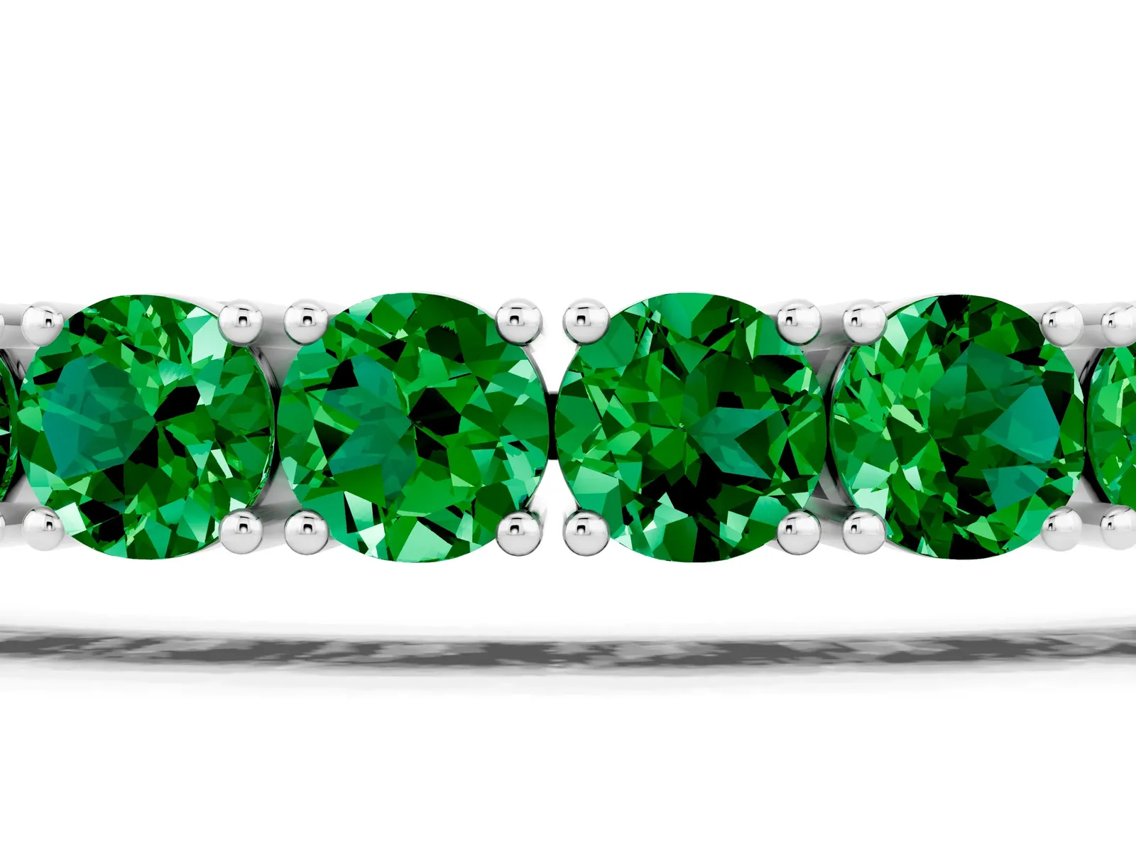 Round Brilliant Emerald Tennis Bracelet with Prong Setting White gold