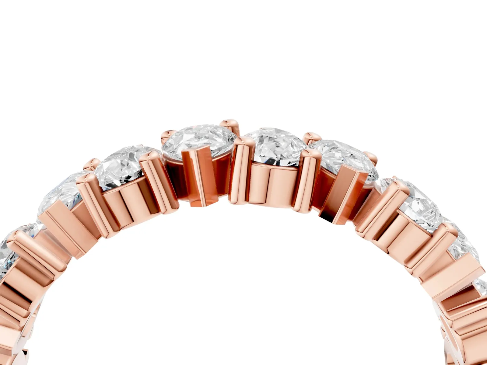 Pear Diamond Shared Prong Eternity Band Rose gold