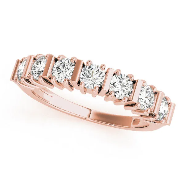 Channel Set Round Diamond Eternity Band with Bar Prong Setting Rose gold
