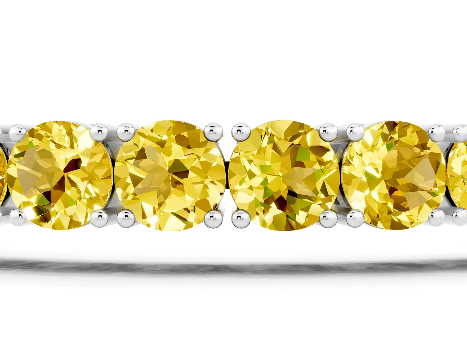 Round Brilliant Yellow Sapphire Tennis Bracelet with Prong Setting White gold