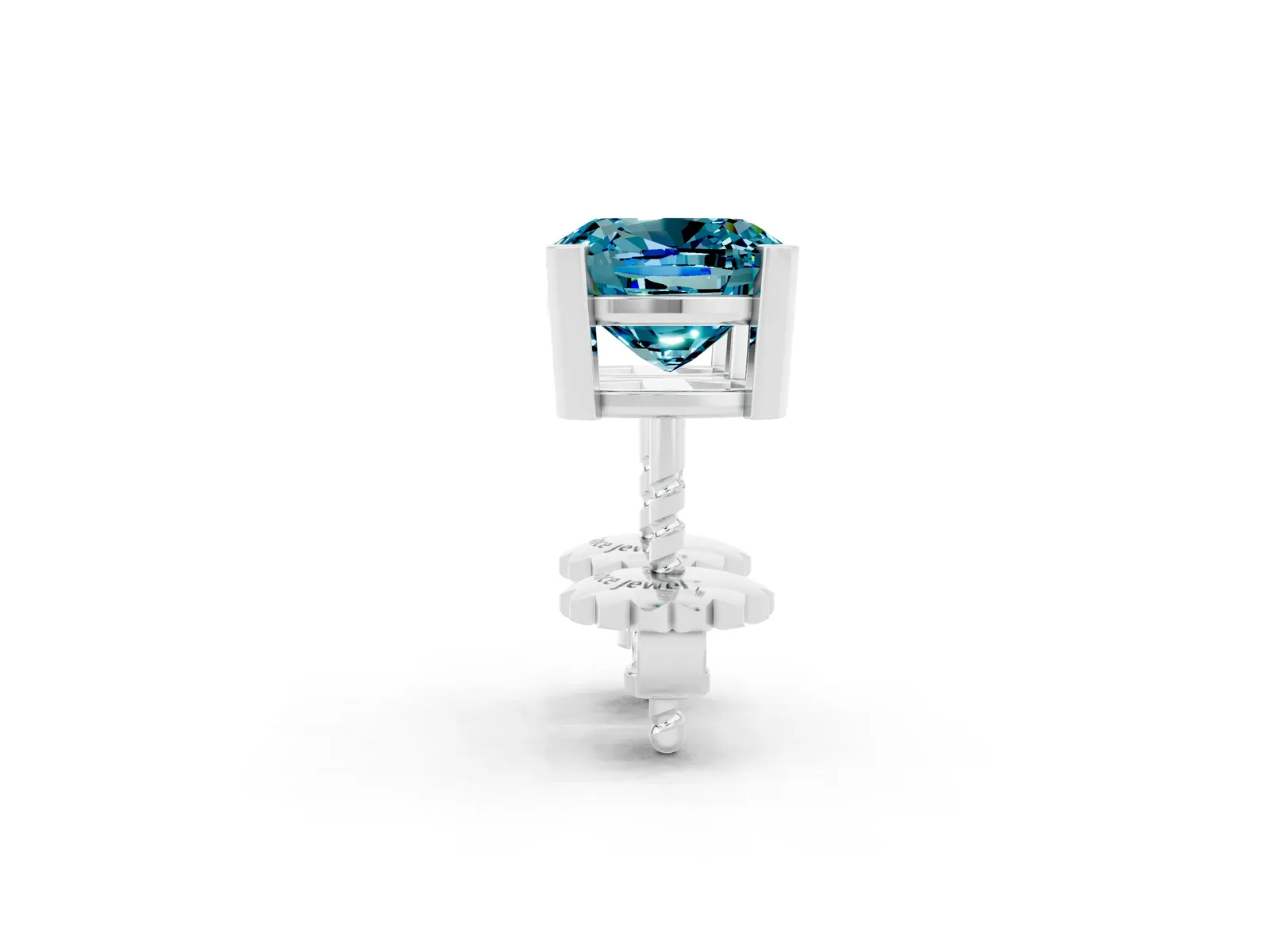 Cushion Cut Blue Topaz Stud Earrings Platinum