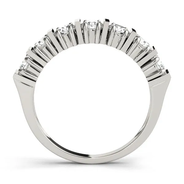 Channel Set Round Diamond Eternity Band with Bar Prong Setting Silver