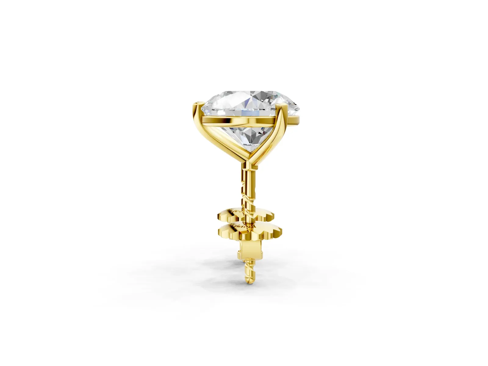 Round Brilliant Diamond Martini Stud Earrings Yellow gold