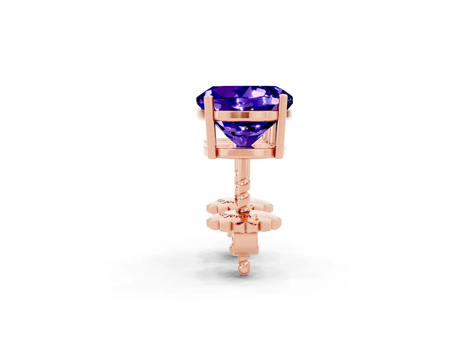Round Cut Tanzanite Stud Earrings Rose gold