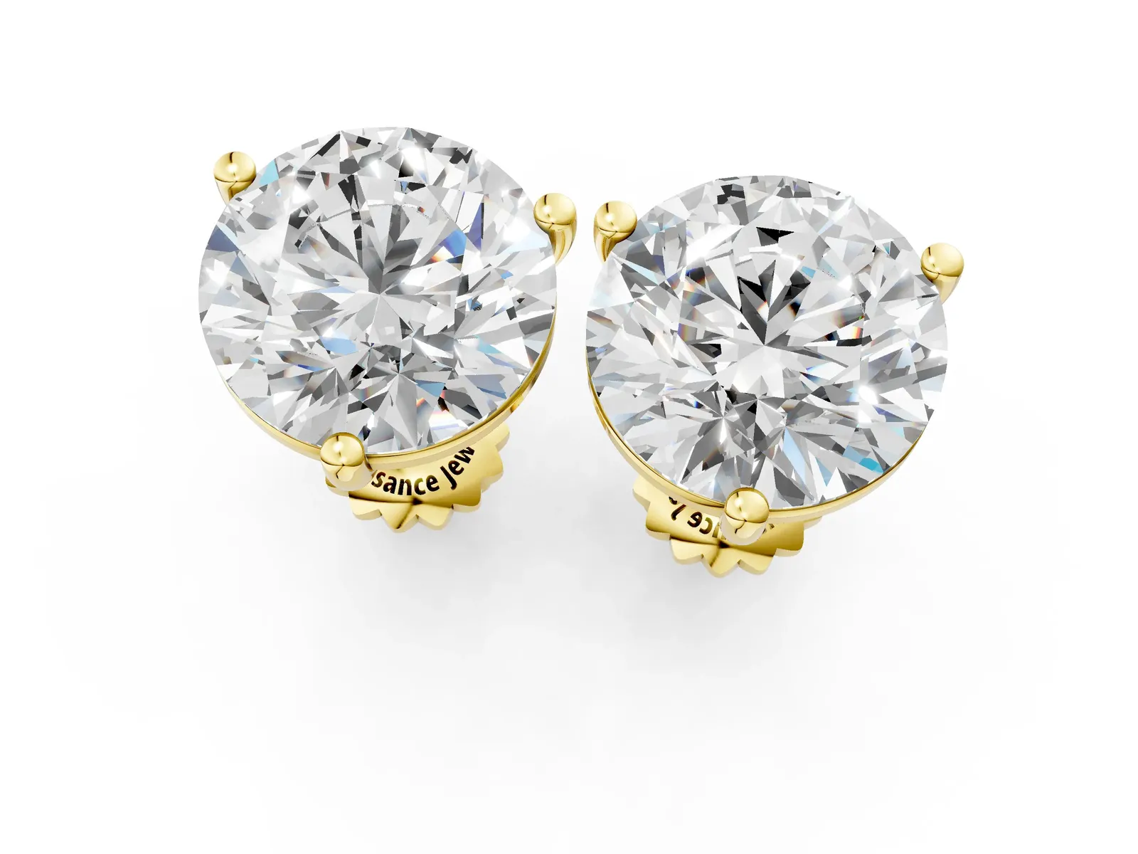 Round Brilliant Diamond Martini Stud Earrings Yellow gold