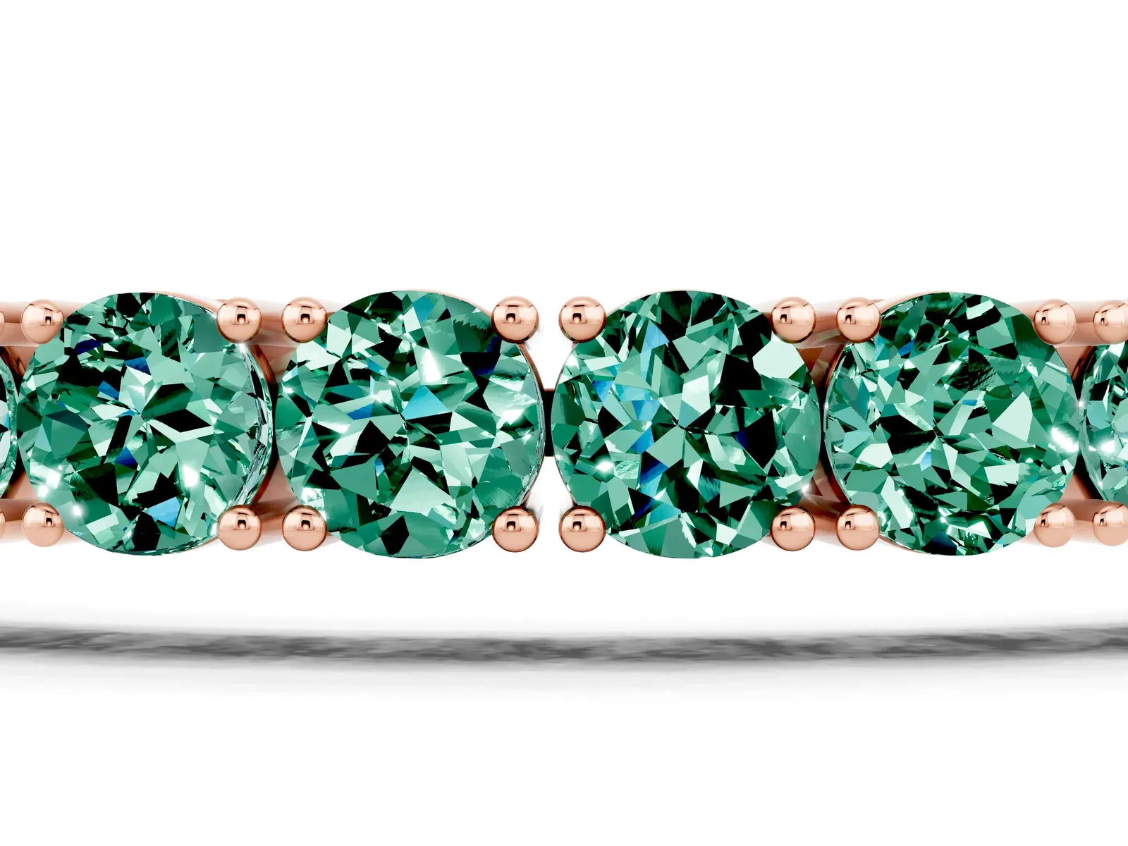 Round Brilliant Green Sapphire Tennis Bracelet with Prong Setting Rose gold
