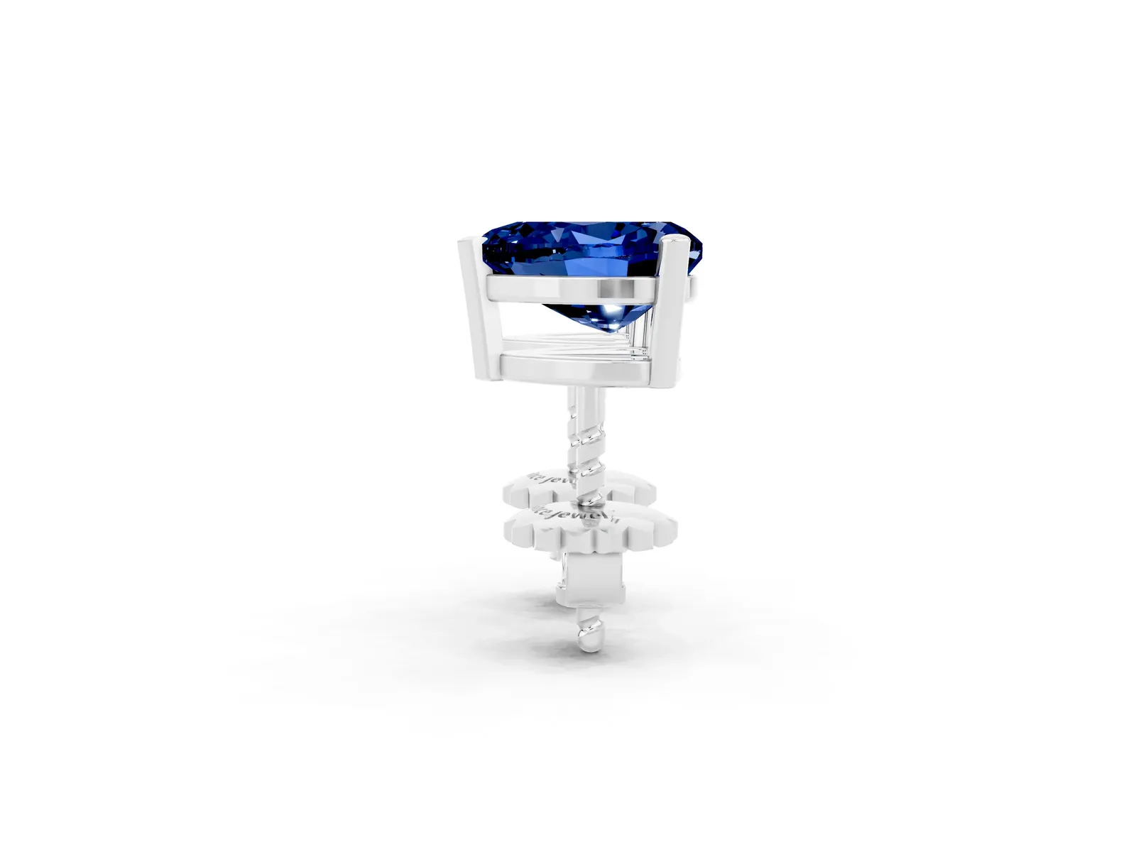Heart Cut Blue Sapphire Stud Earrings Platinum
