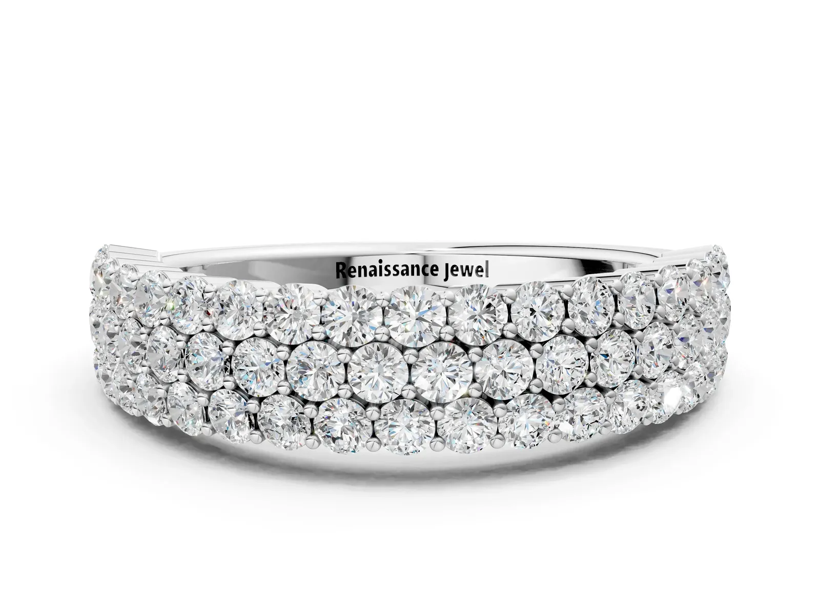 Round Diamond Checkerboard Pavé Promise Ring with Round Diamond Accents White gold