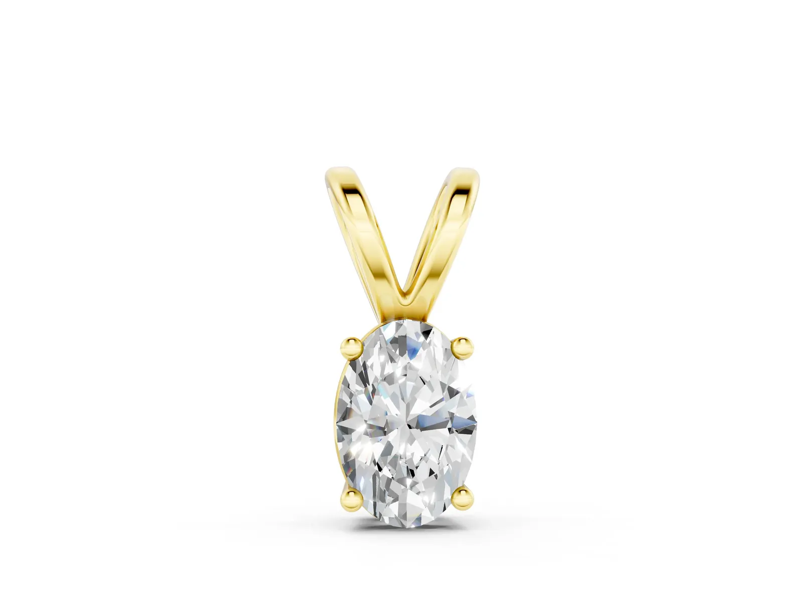 Oval Solitaire Diamond Prong Pendant Yellow gold