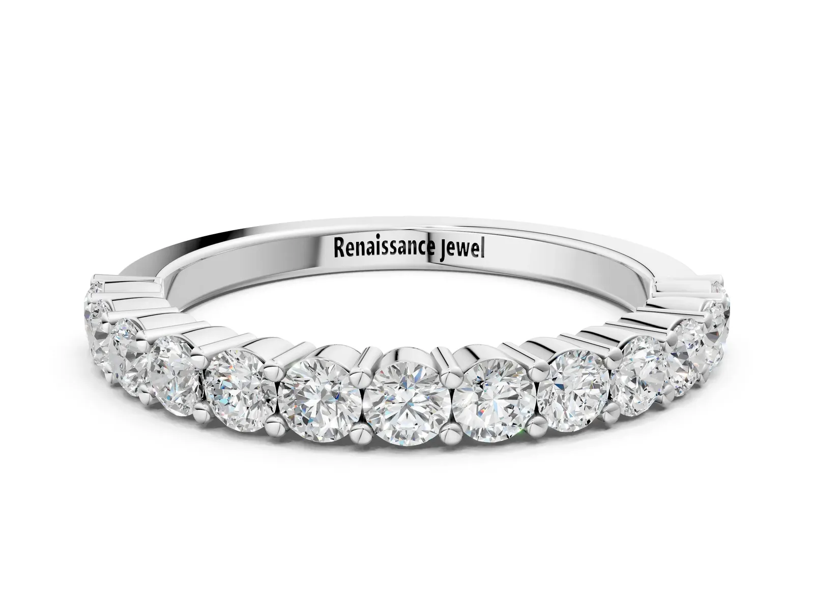 Alternating Round Diamond Promise Ring with Round Diamond Accents White gold
