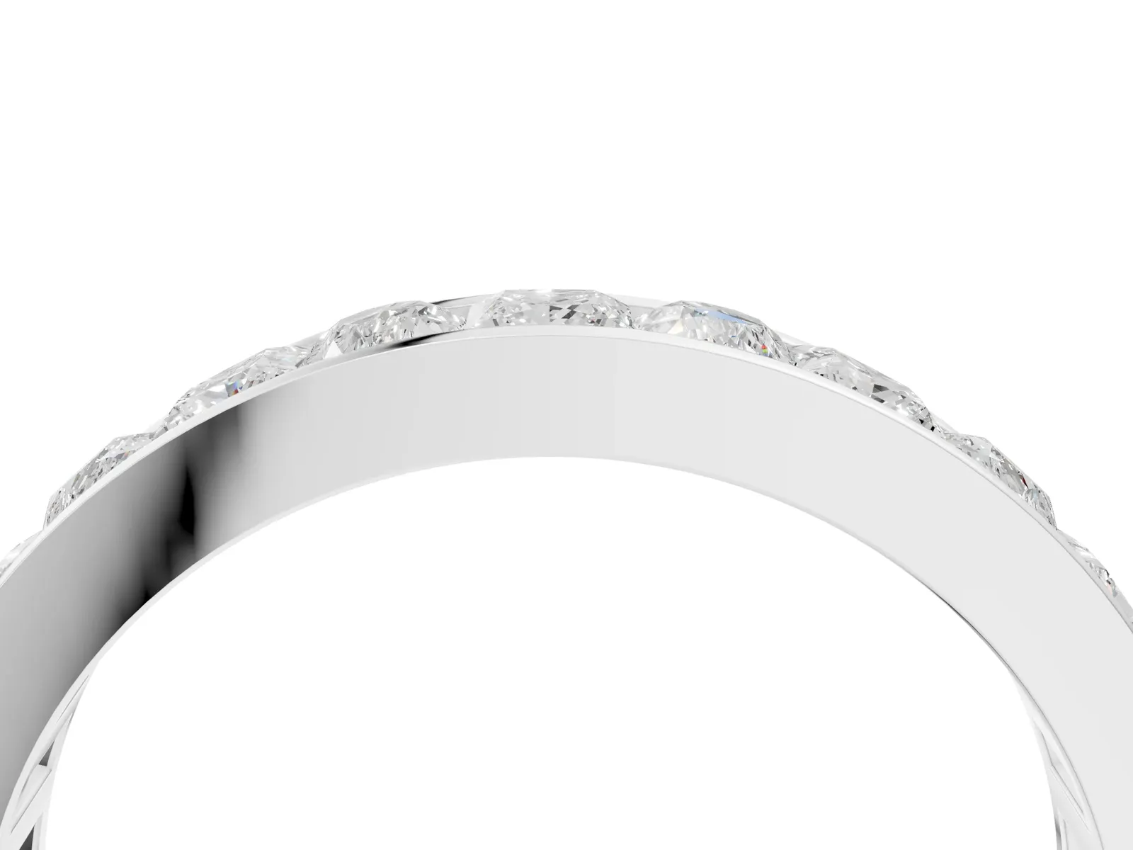 Princess Diamond Channel Set Promise Ring with Round Diamond Accents Silver