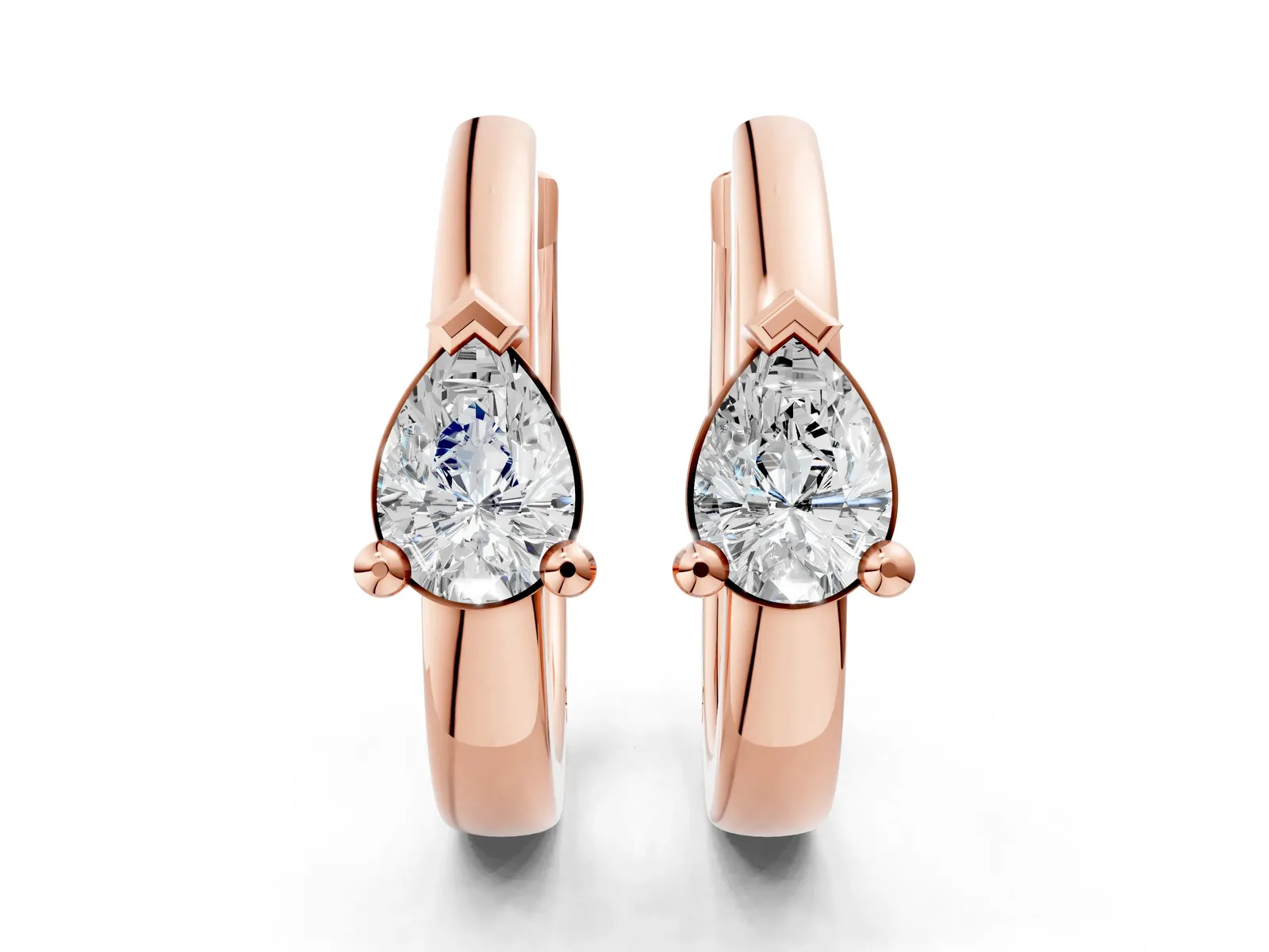 Pear Diamond Mini Huggie Hoop Earrings Rose gold