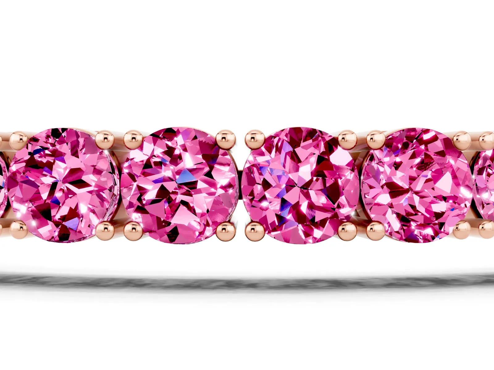 Round Brilliant Pink Sapphire Tennis Bracelet with Prong Setting Rose gold