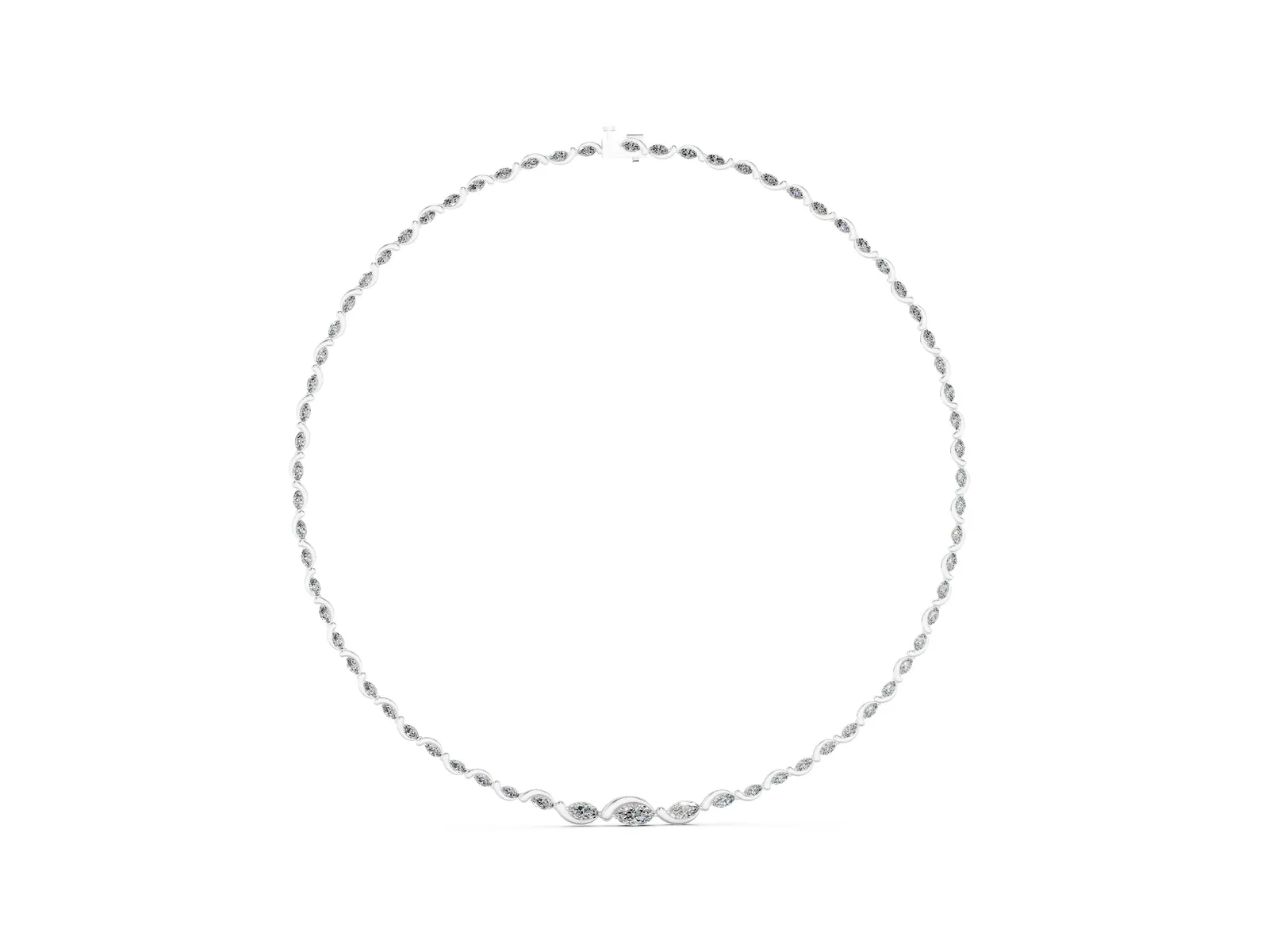 Marquise Diamond Riviera Necklace Silver