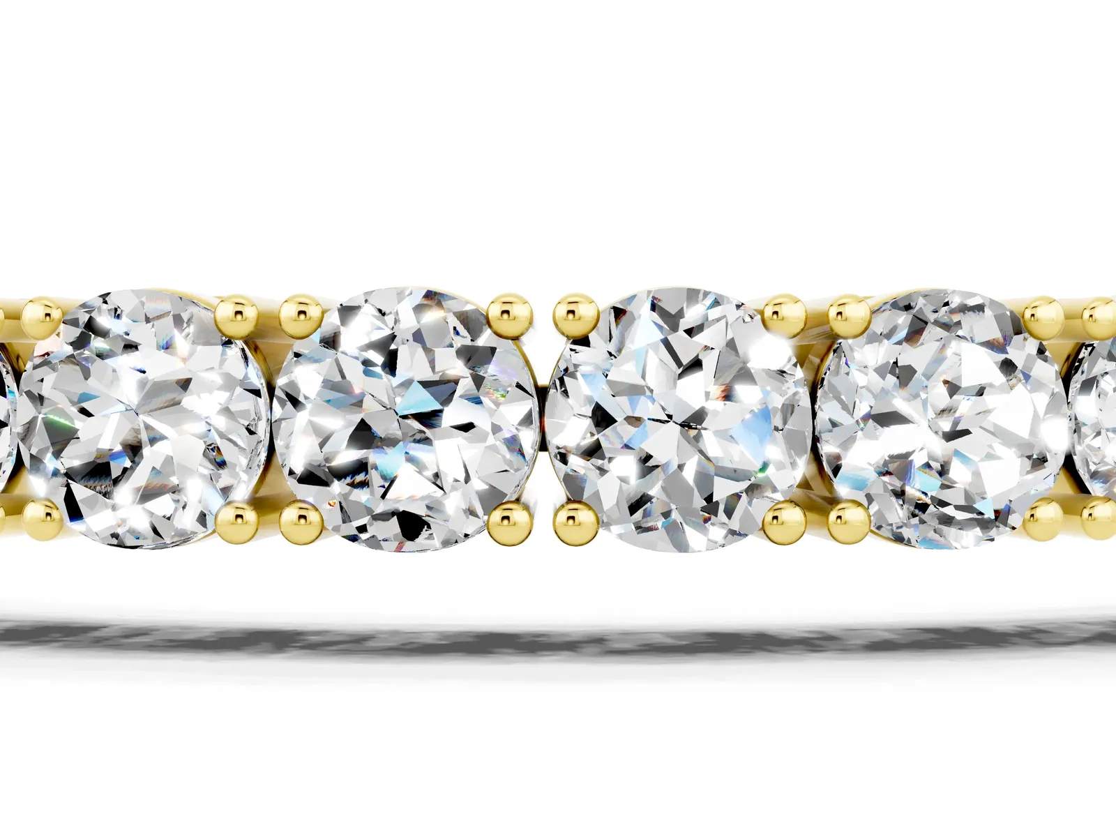Round Brilliant Moissanite Tennis Bracelet with Prong Setting Yellow gold
