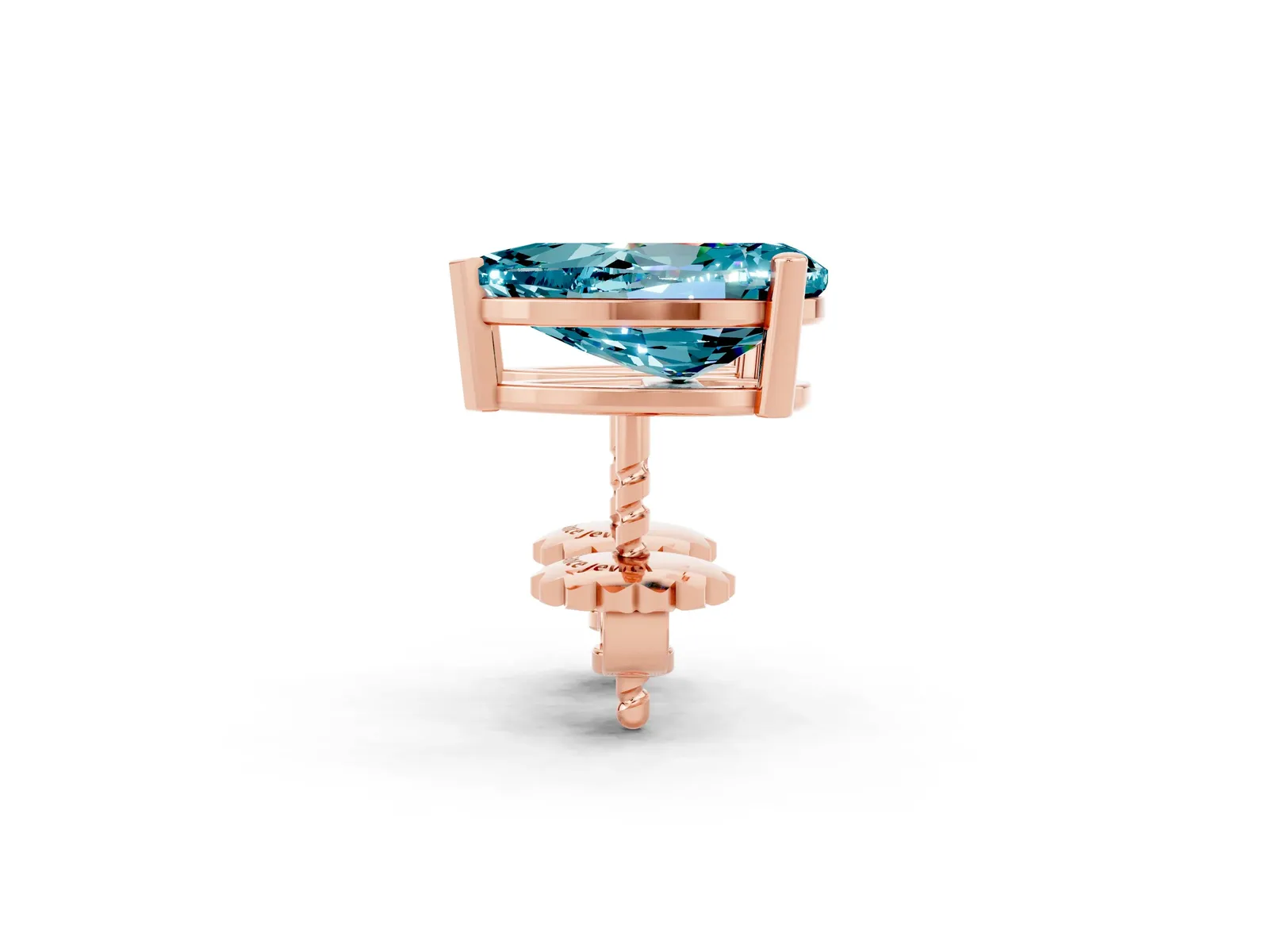 Pear Cut Blue Topaz Stud Earrings Rose gold