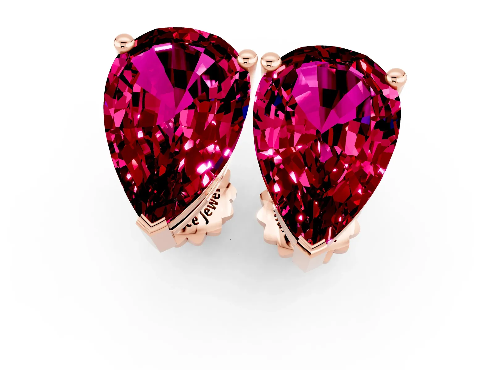 Pear Cut Garnet Stud Earrings Rose gold