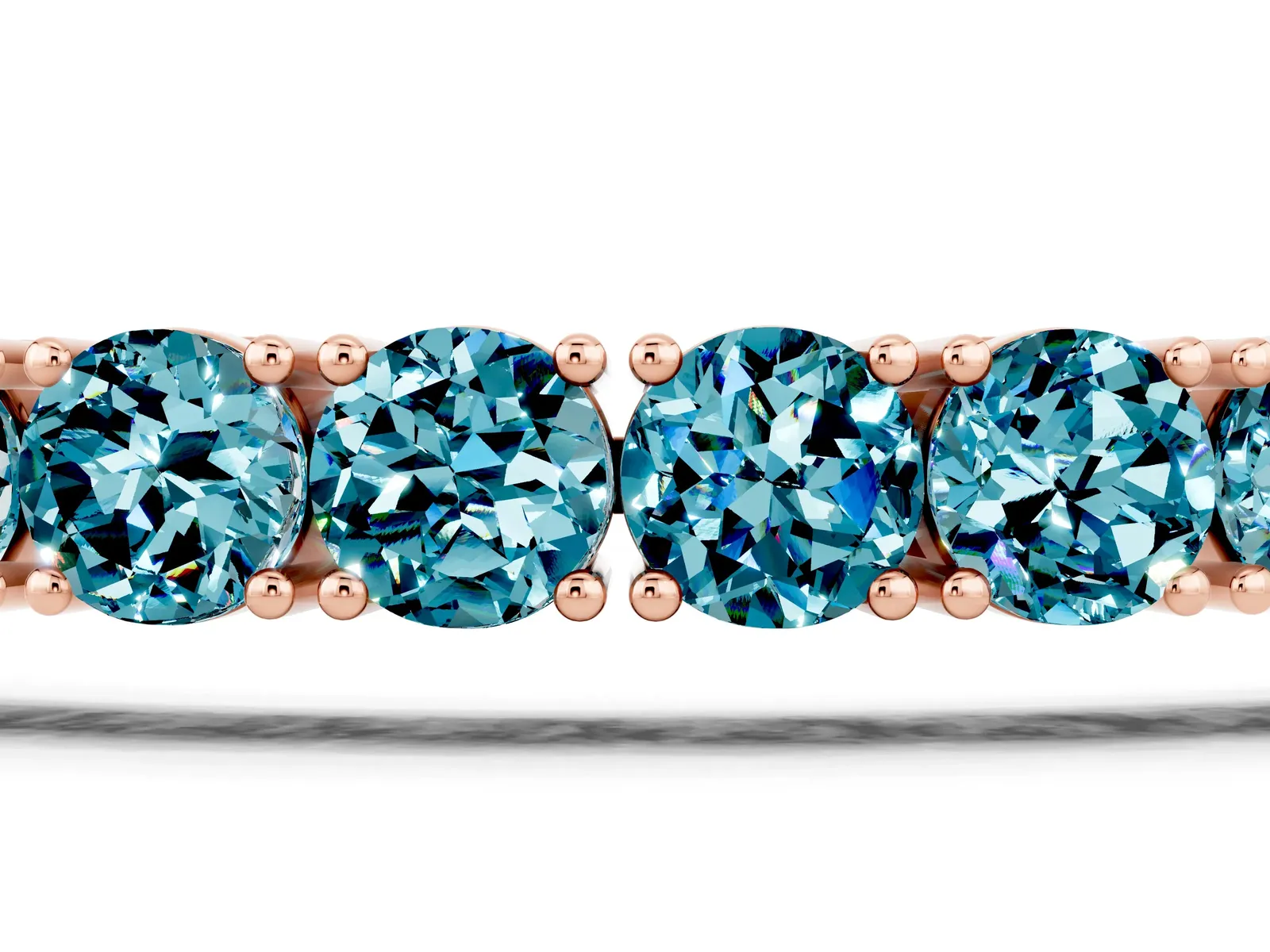 Round Brilliant Blue Topaz Tennis Bracelet with Prong Setting Rose gold