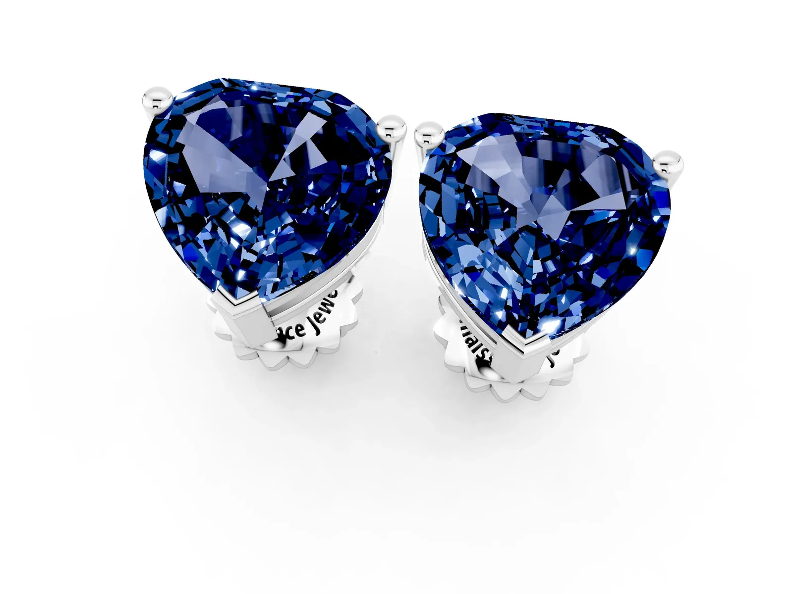 Heart Cut Blue Sapphire Stud Earrings Platinum
